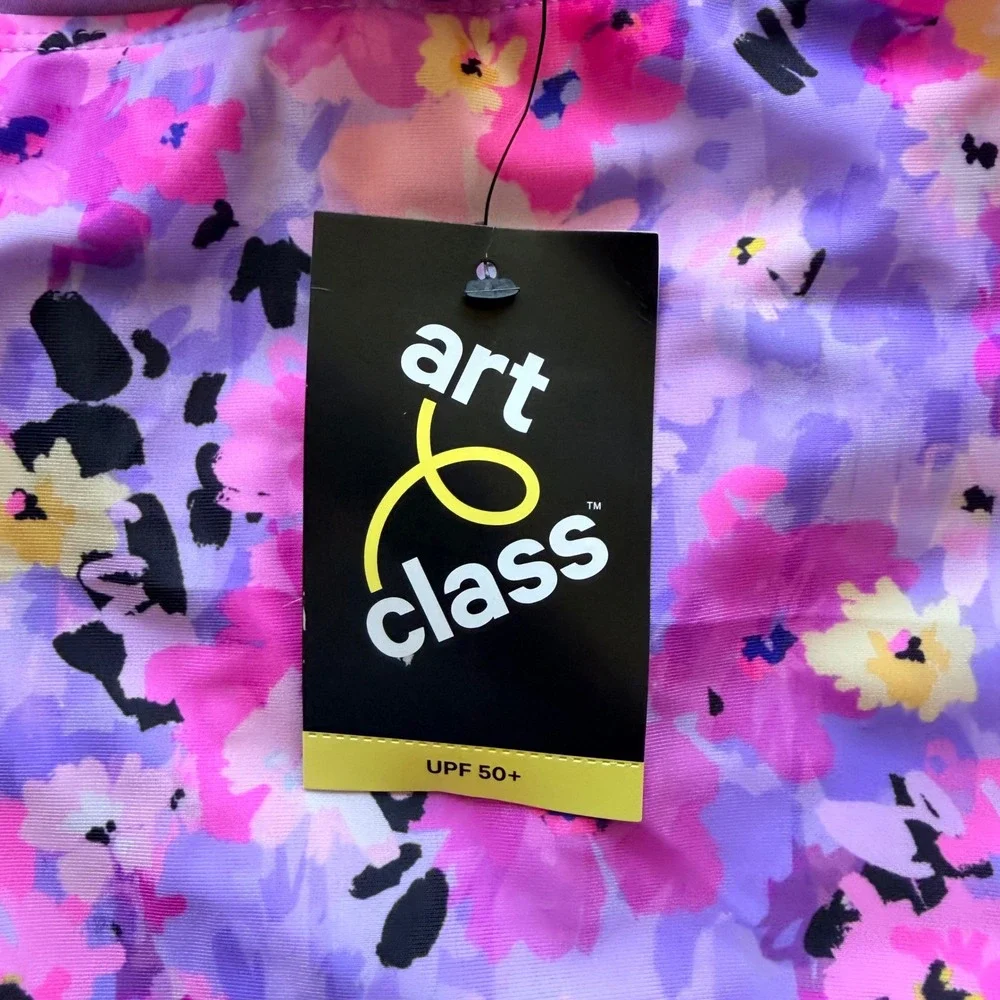 Art Class Floral Halter Cutout 1pc Swim Bathing Suit Girl Small 6/7 NEW NWT
